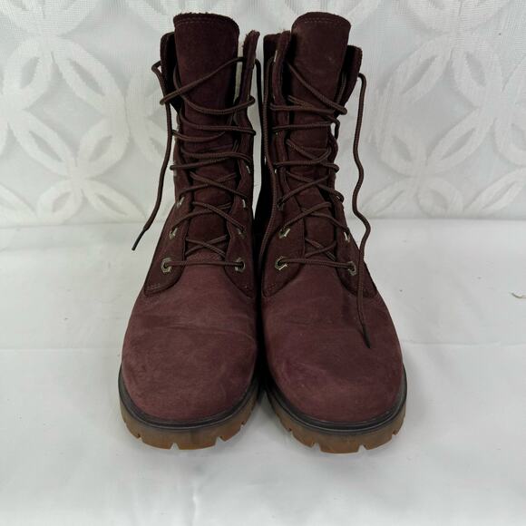 Timberland Women's Jayne Fleece-Lined Boots Burgundy Nubuck Size 8 - Picture 3 of 9
